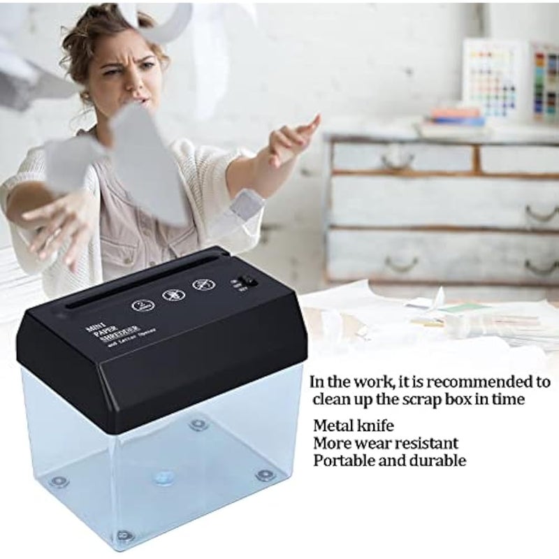 A6 Mini Paper Shredder ABS Portable Electric Shredder USB/Battery Powered Paper Cutting Machine for A6 Paper,Bills,Receipts,for Home,Office（6.42 x 4.69 x 5.79in ） - Image 3